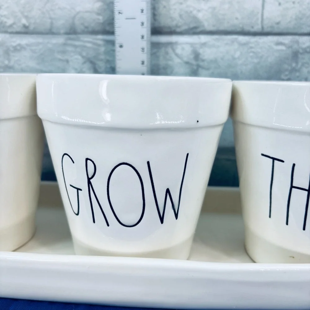 Rae Dunn 4 Piece Flower Planter Plant Grow Thrive